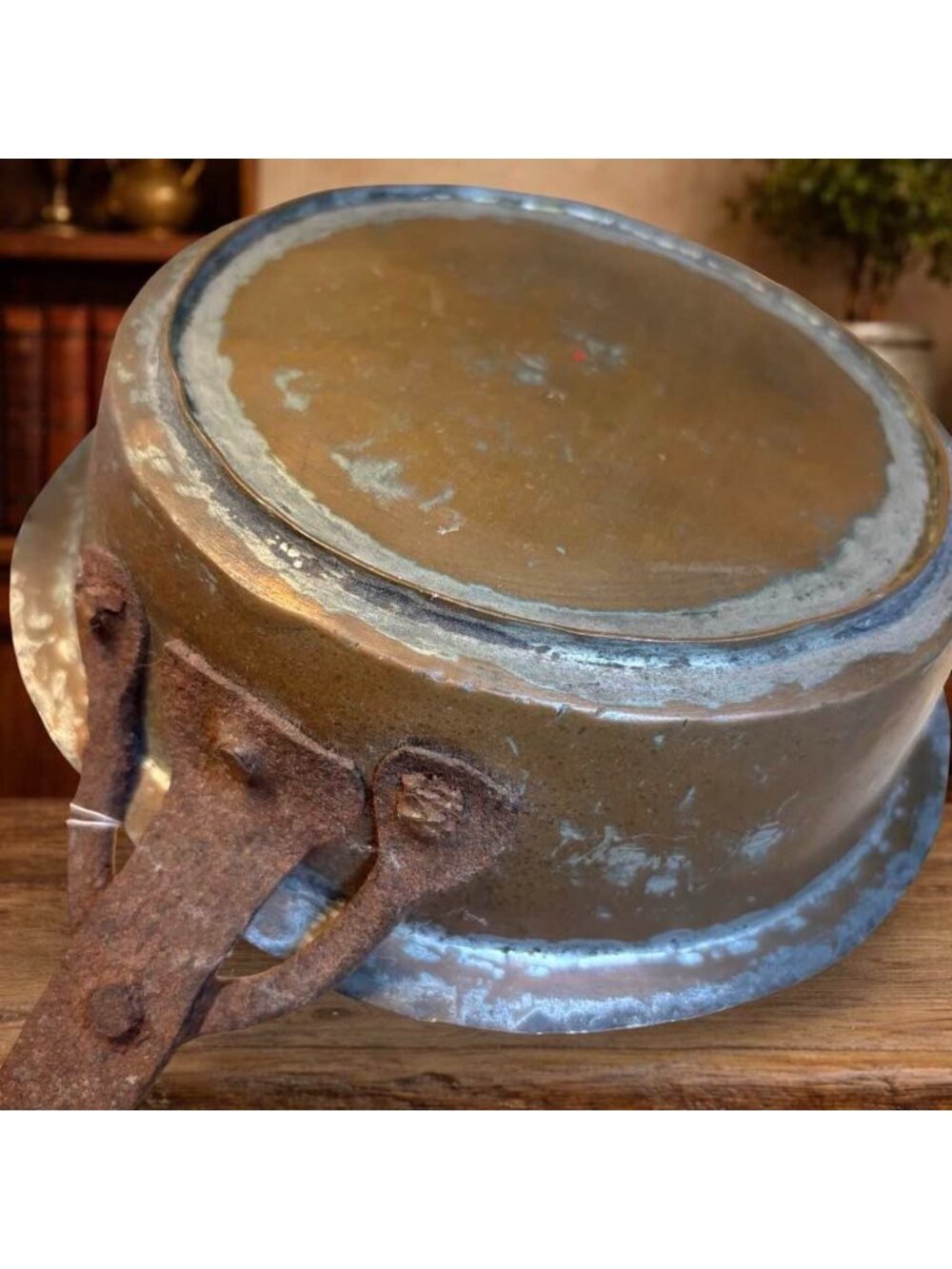 Antique Copper Pan with Forged Iron Handle – Primitive Farmhouse Kitchen Decor - Picture 7 of 11